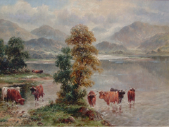 Highland Cattle At A Loch Shore