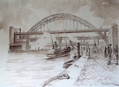 Busy Quayside, Boats and Bridges, Newcastle