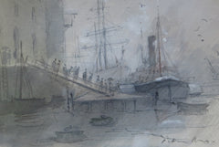 Passengers boarding a steamship on the River Tyne
