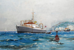 MV "Bencomo" dropping the pilot off the Needles, Isle of Wight, April 1950