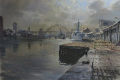 Royal Navy Frigate moored on the River Tyne at Newcastle