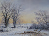 A shepherd checking his sheep in the snow by a stream - The Wallington Gallery