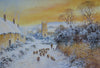 A shepherd and his flock on a snowy village lane - The Wallington Gallery