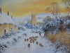 Time for sharing. Donkeys and sheep in the snow - The Wallington Gallery