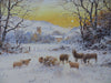 A shepherd and his flock on a snowy village lane - The Wallington Gallery