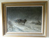 Horses pulling a cart in a Northumbrian snowstorm - The Wallington Gallery